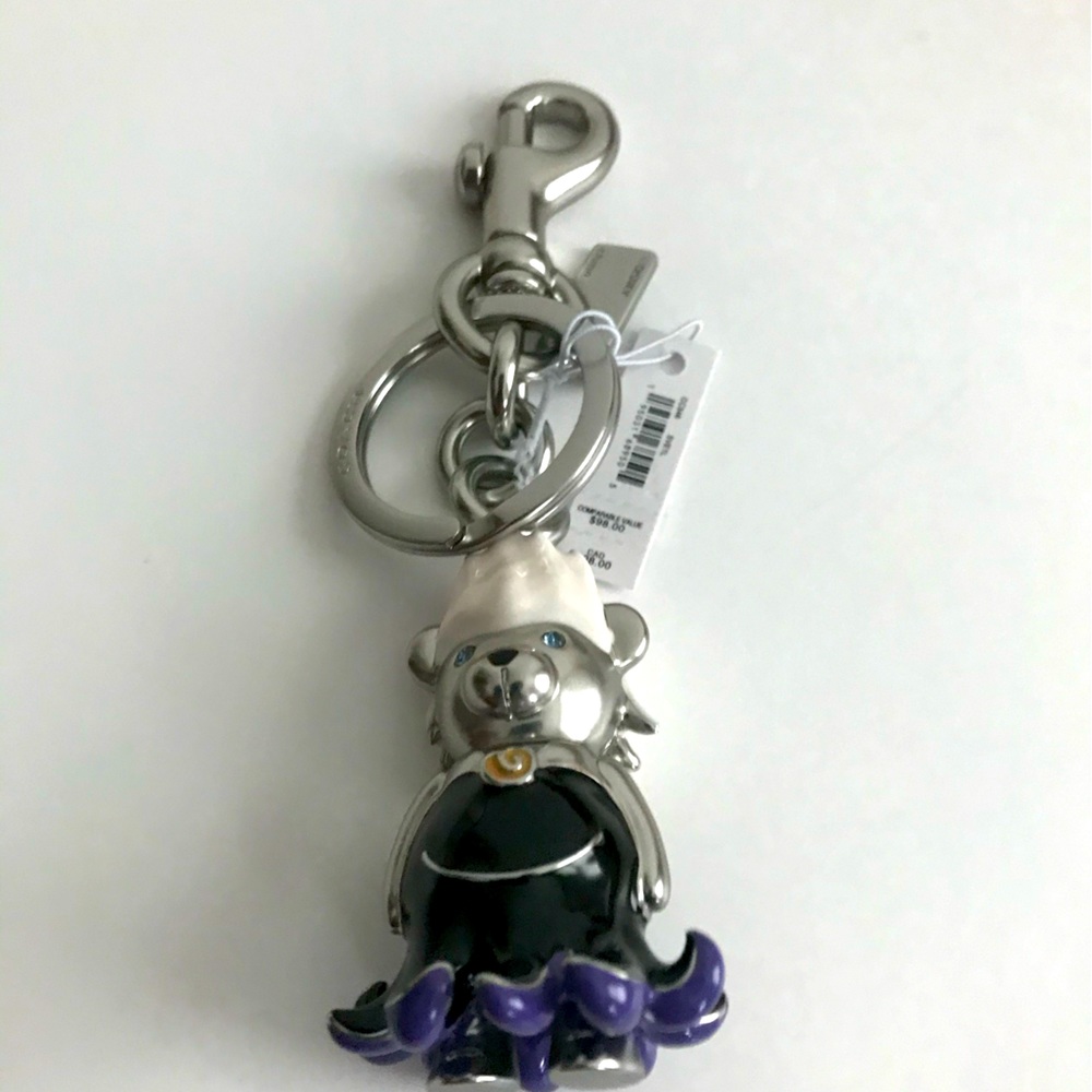 NWT CC346 Coach x Disney Ursula Bear Bag Charm Key Ring Villain - Picture 2 of 5